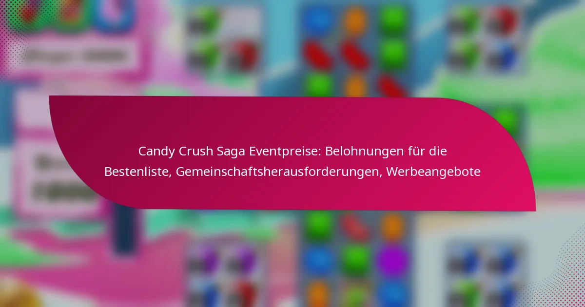 Candy Crush Saga Eventpreise: Belohnungen für die Bestenliste, Gemeinschaftsherausforderungen, Werbeangebote