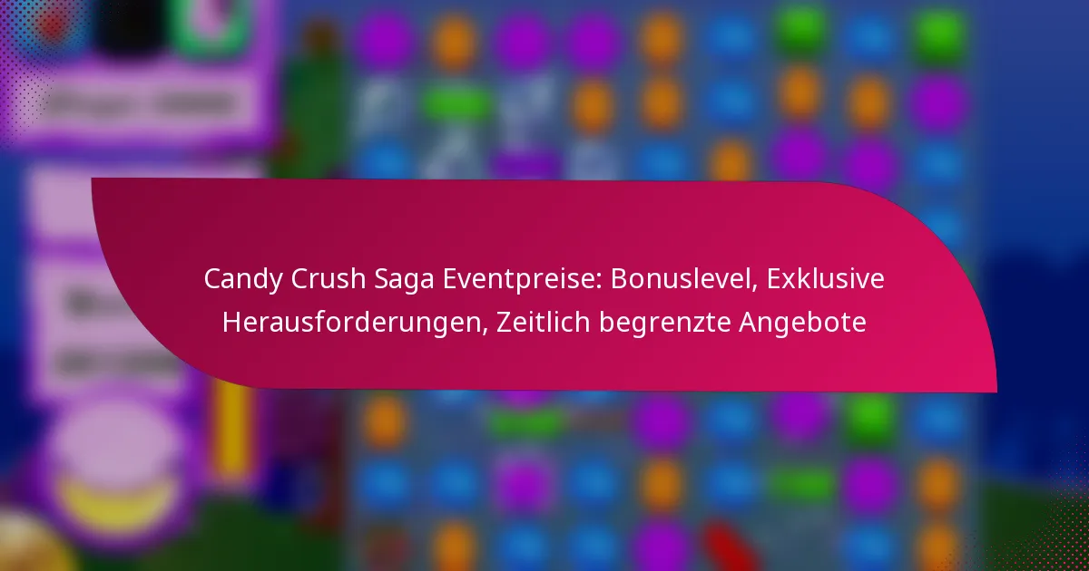 Candy Crush Saga Eventpreise: Bonuslevel, Exklusive Herausforderungen, Zeitlich begrenzte Angebote