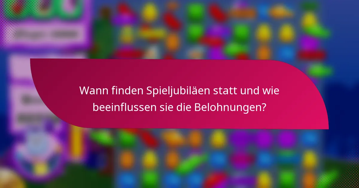 Wann finden Spieljubiläen statt und wie beeinflussen sie die Belohnungen?