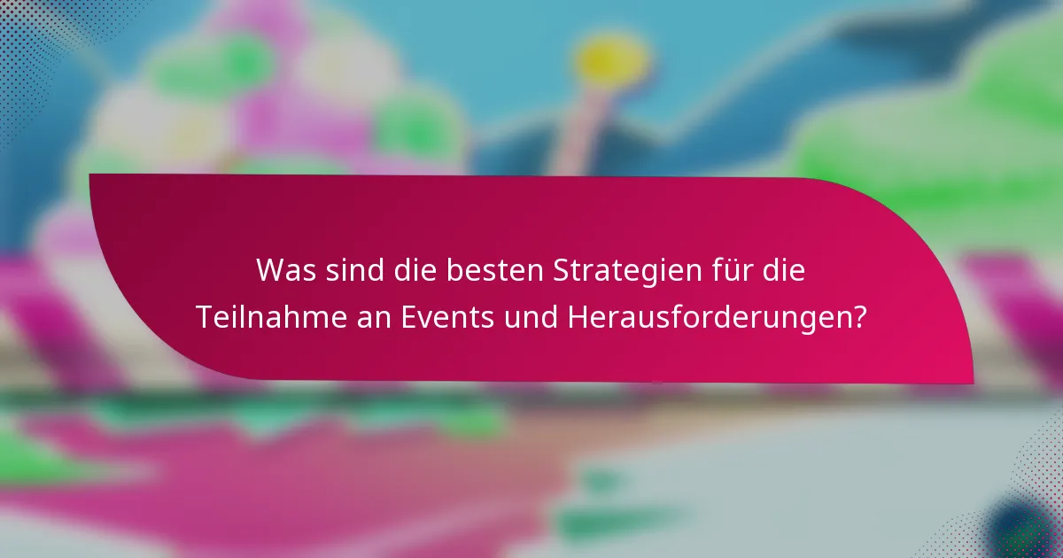 Was sind die besten Strategien für die Teilnahme an Events und Herausforderungen?